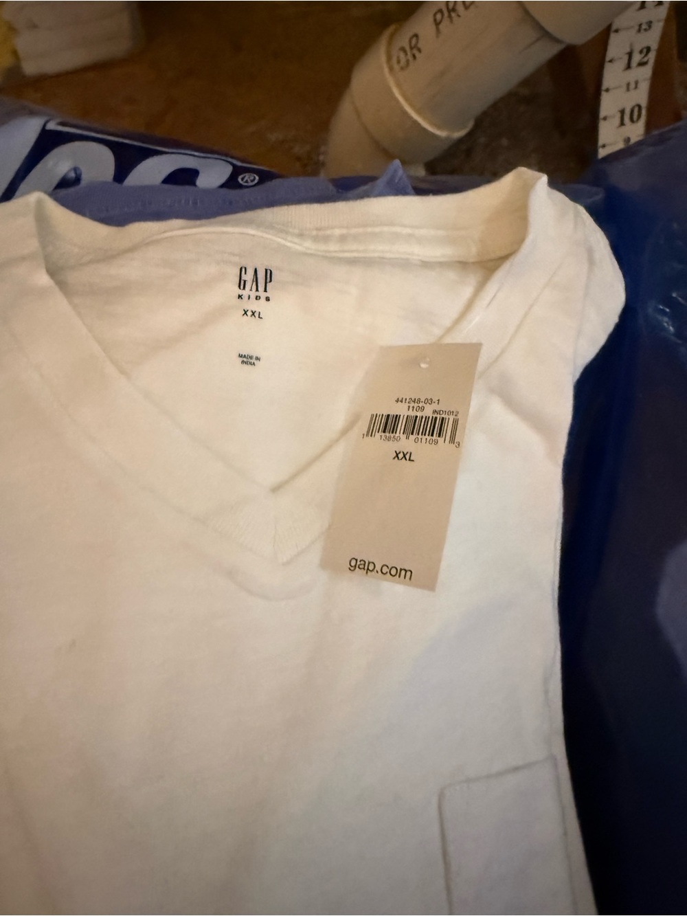 GAP White V-Neck Pocket Tee